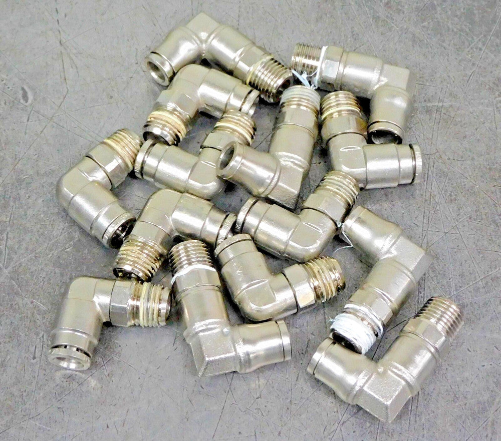 Nickel Plated 90° Push-to-Connect Elbow Fitting 5/16" Tube 1/4"NPT Lot of 12
