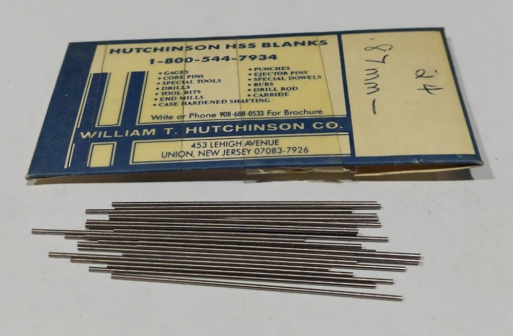 Lot Of 24 - USA Hutchinson .87mm x 2" Low Drill Blank Reamer Pin Gage