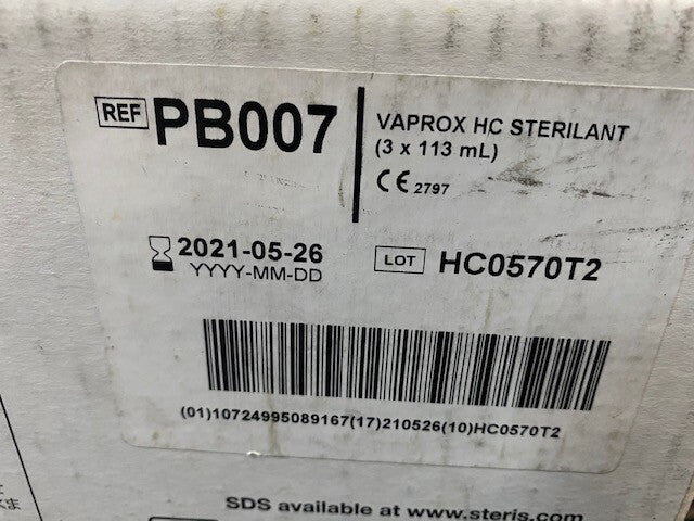 (Case of 3) STERIS PB007 Vaprox HC Sterilant. Expiration 05-26-2021