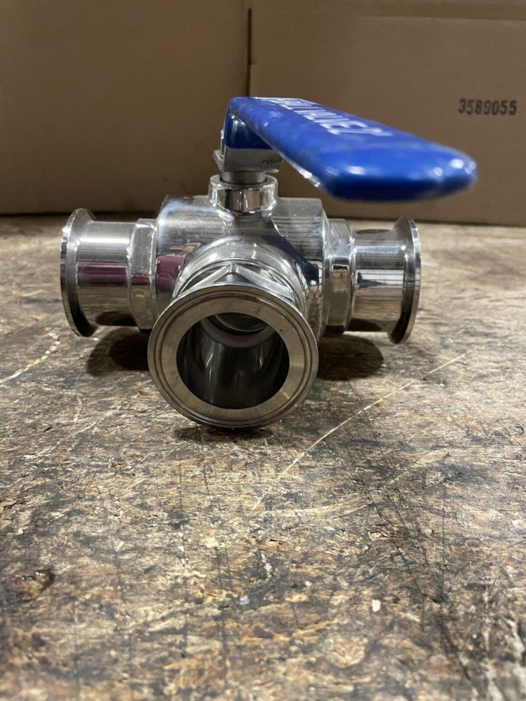 QiiMii 2” 304 Stainless Steel Manual 3-Way Tri-Clover Clamp Sanitary Tee Valve