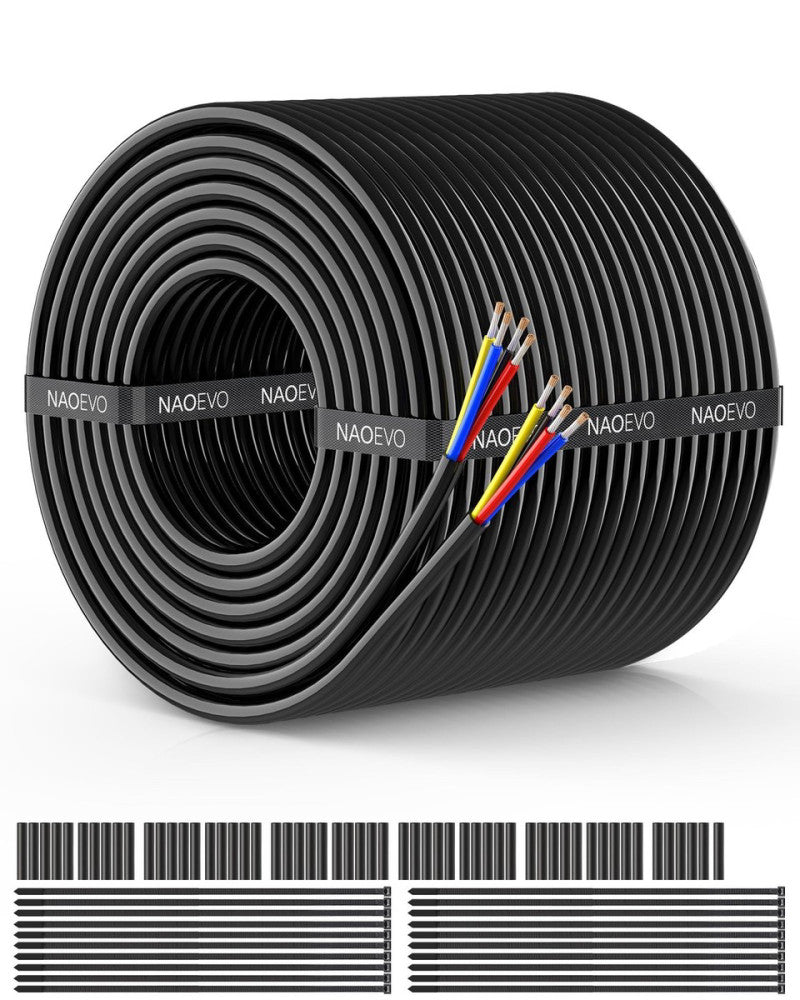 NAOEVO 18 Gauge Wire 4 Conductor Wire, 18 AWG 4 Core Stranded PVC Cable, Tinn...