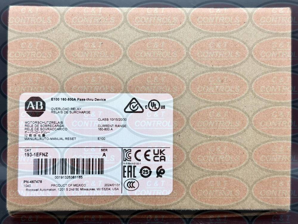 Allen Bradley 193-1EFNZ 160A-800A E100 Overload Relay New In Box USA Stock