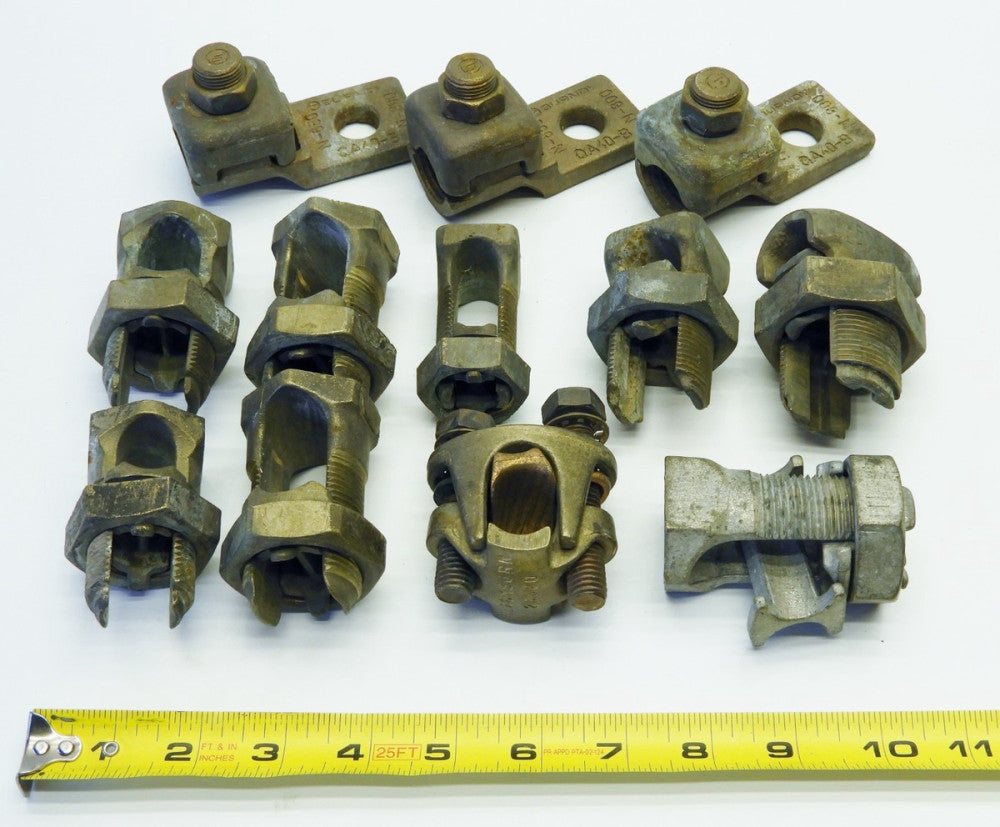 *Lot of 12 pcs* Electrical Split Bolt Connectors & Grounding Lugs Burndy Blackbu