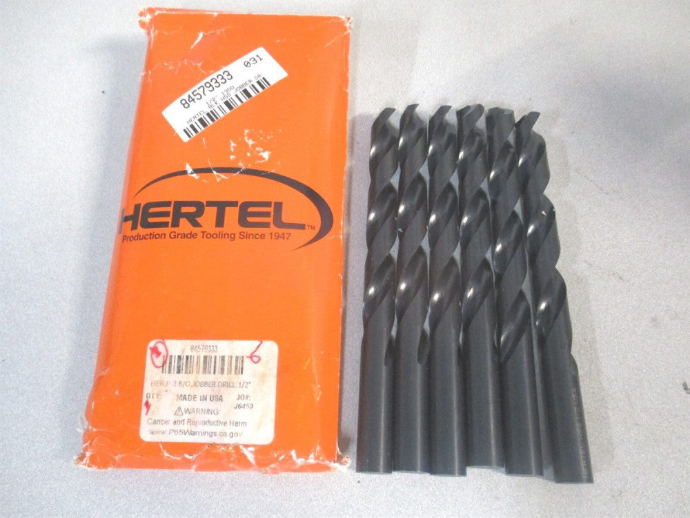 (84579333) 1/2″ x 6" OAL 135° High Speed Steel Spiral Flute Jobber Drill - Qty 6