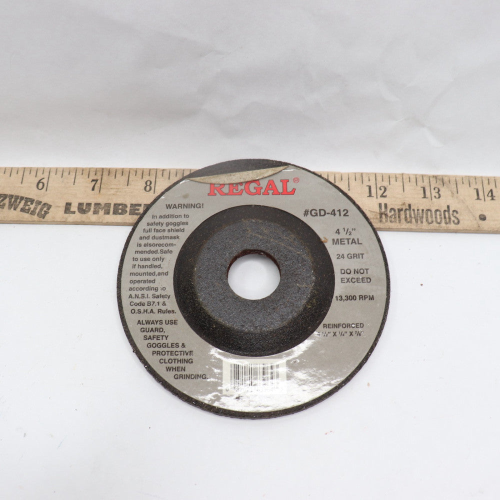 Regal Abrasives Cutting Wheel Aluminum Oxide 24-Grit 4-1/2" Metal GD-412