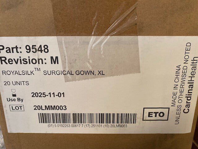 (Case of 20) CARDINAL HEALTH 9548 SURGICAL GOWN, Size XL, EXP 11/2025