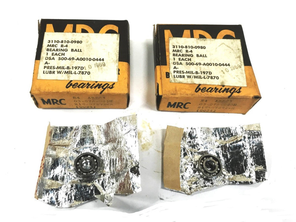 MRC Small Single Row Ball Bearing R4 [Lot of 2] NOS