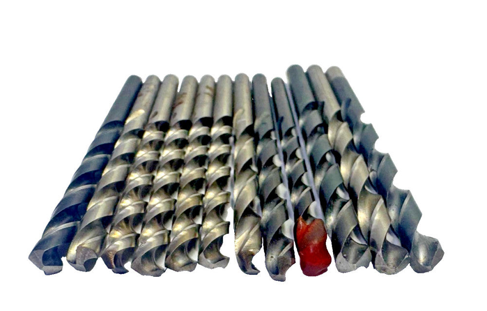 ASSORTED STRAIGHT SHANK DRILL BITS, 9) 7/3" 3) 33/2" DIAMETER, LOT OF 12