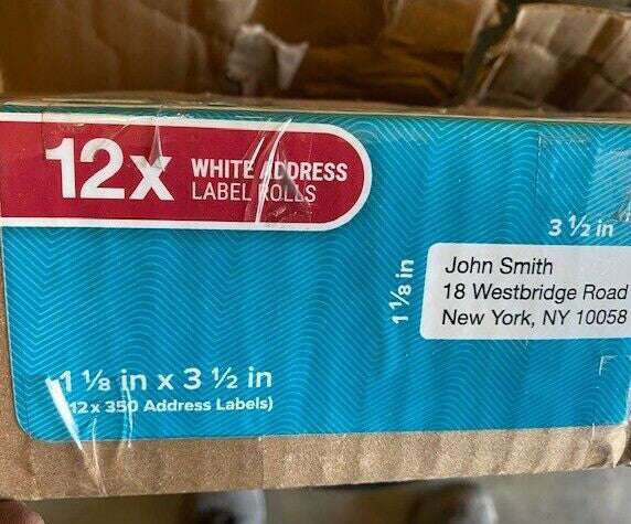 (10 Rolls) Dymo Labels LabelWriter 3-1/2"Wx1-1/8"H  White 2050768 