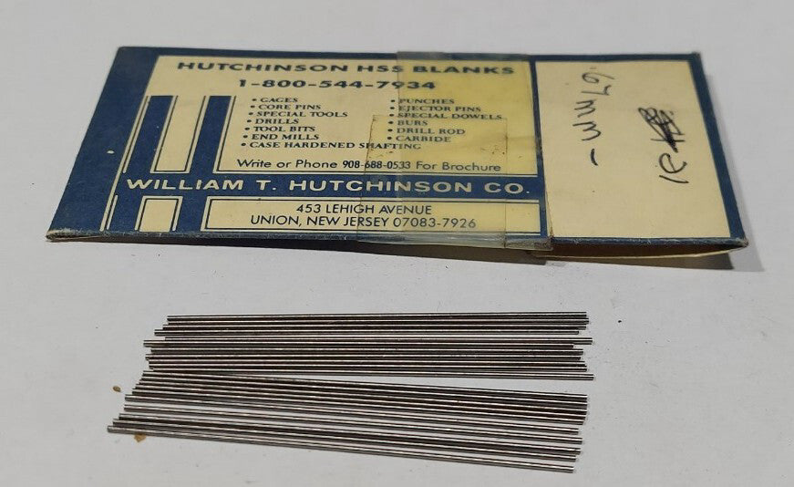 Lot Of 21 - USA Hutchinson .67mm x 2" Low Drill Blank Reamer Pin Gage