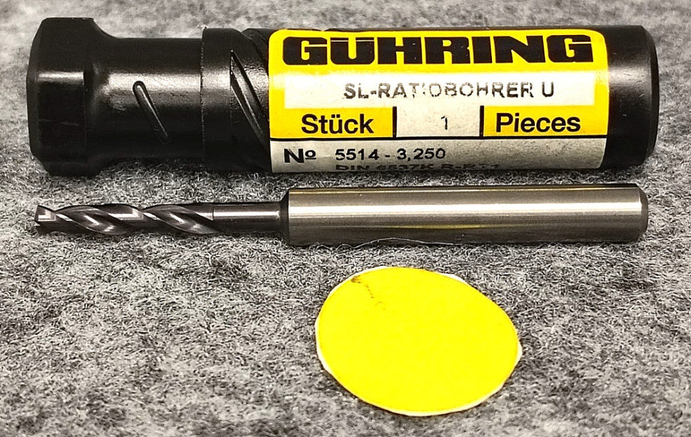 GUHRING 2 FLUTE DRILL BIT  R-RT1 5514-3.7 25MM FLUTE LENGTH 62MM OAL CARBIDE