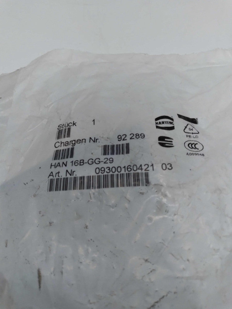 NEW Harting HAN 16B-GG-29 Top Hood Entry Connector 09300160421 03 