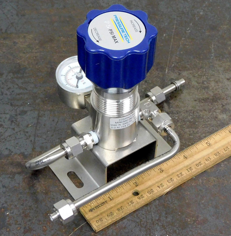 Pressure Tech MINI300-06-S-02-K-N-012 Low-Flow Pressure Regulator 3000PSI 1/8NPT
