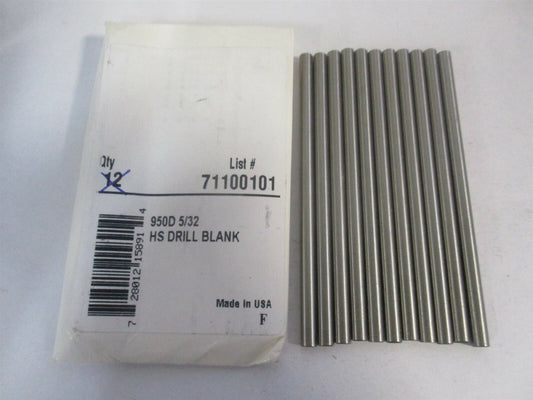 (950D 5/32) 5/32" x 3-1/8" OAL Bright HSS Long Drill Blank - Pack of 11