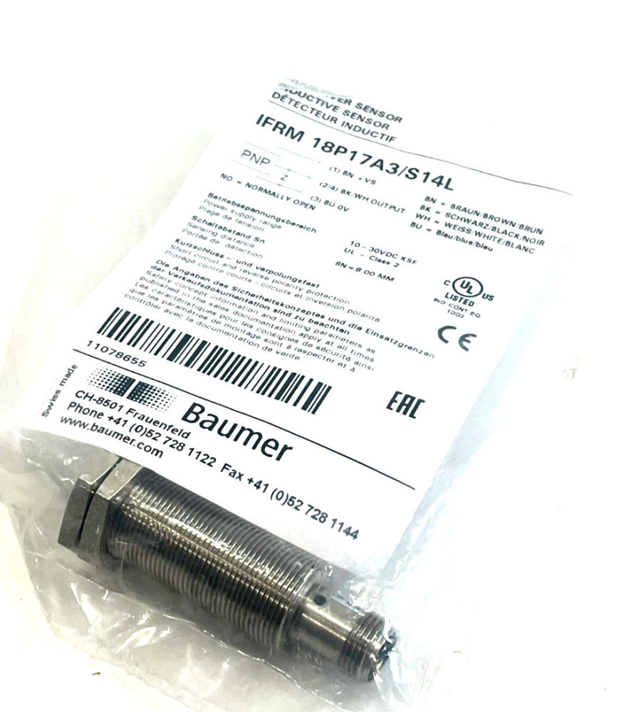 NEW BAUMER IFRM 18P17A3/S14L INDUCTIVE PROXIMITY SENSOR IFRM18P17A3S14L