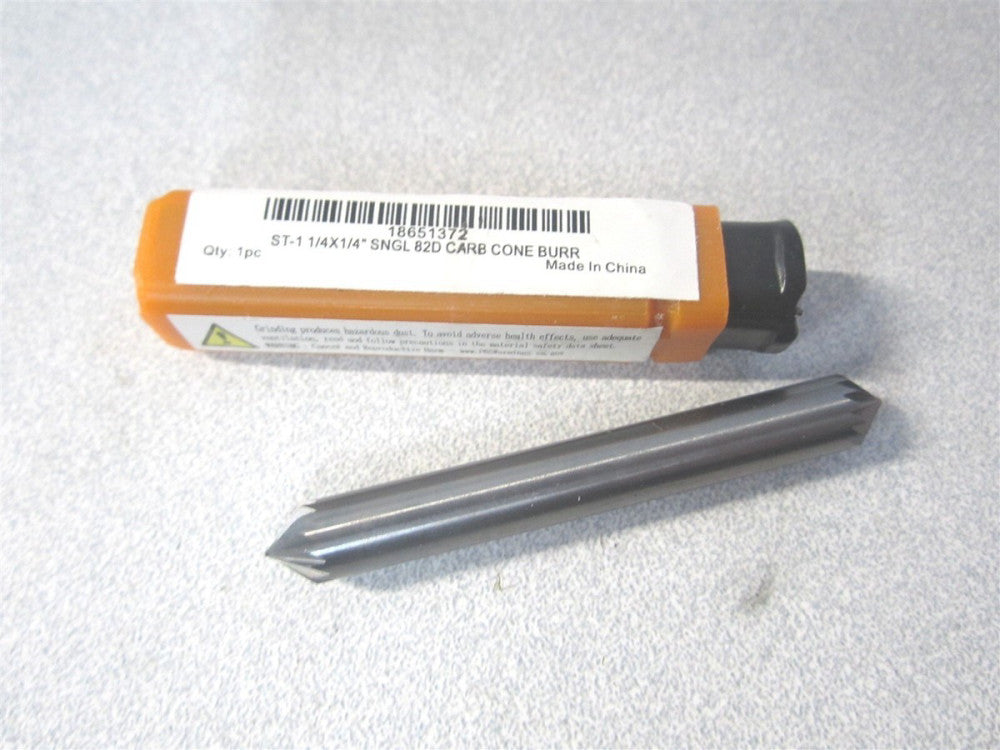 (SZ20028C) 1/4" x 1/4" Solid Carbide Cone with Point End Single Cut Abrasive Bur