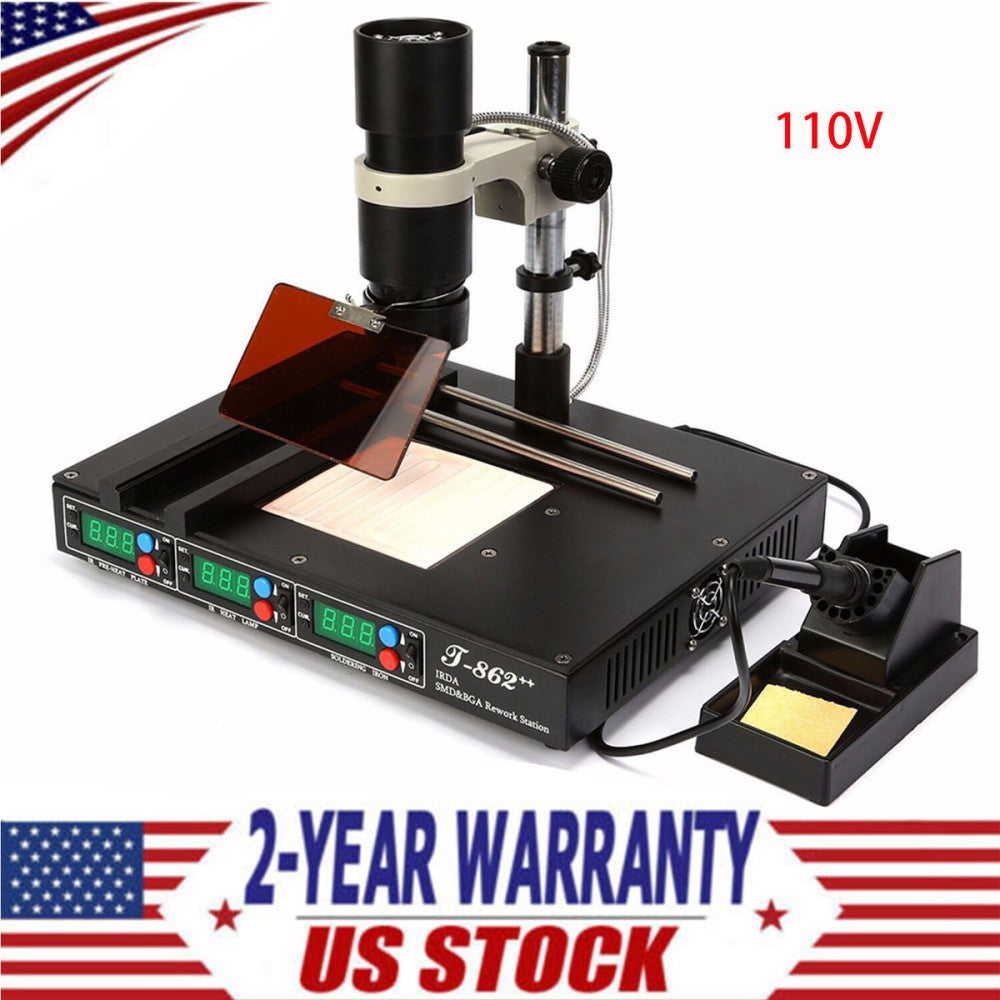T862++ BGA SMT SMD INFRARED REWORK STATION SOLDING STATION IRDA WELDER XBOX 110V