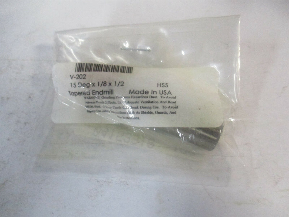 (V-202) 1/8″ x 1/2″ x 1/2" x 2-7/8" OAL 3-Flute HSS Tapered Square End Mill