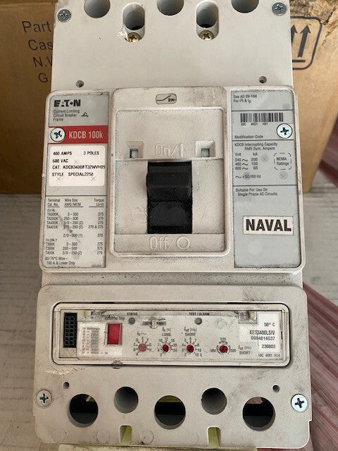 EATON KDCB 100k BREAKER KDCB3400FT32WVH09 - 400 AMPS, 3 POLES, 600 VAC