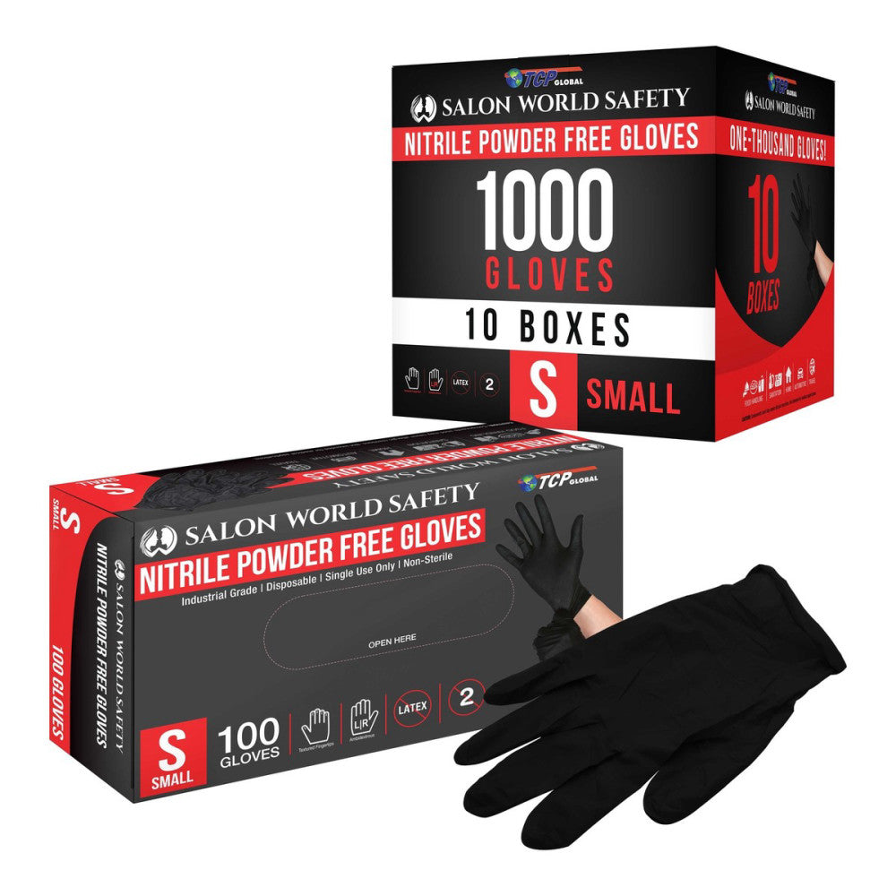 Black Nitrile Disposable Gloves, 10 Boxes of 100, Small, 4.0 Mil - Latex Free