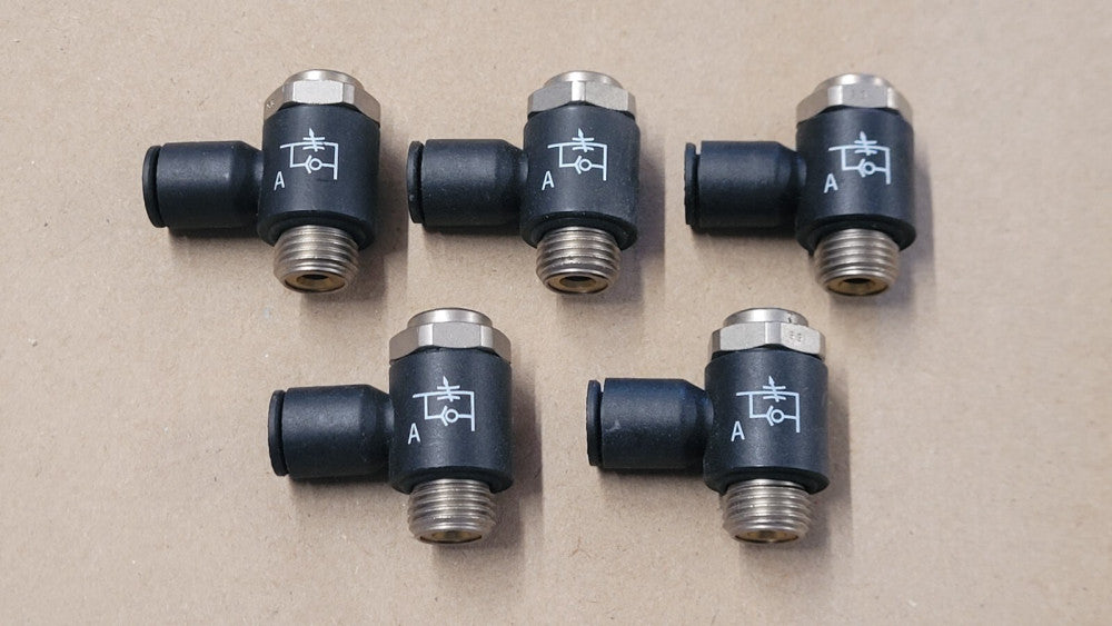 Lot of 5 Legris 7010-08-13 Flow Control Valves 8mm / 5/16" Tube 1/4" Male BSPP