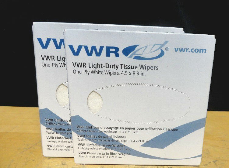 VWR 4.5"x 8.3" (NEW Lot of 2) Light-Duty Tissue Wipers One-Ply White 82003-820