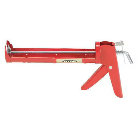 Hyde 46400 Caulk Gun, 10 Oz Container Size, Steel, 10:01, Half Barrel Frame, Red