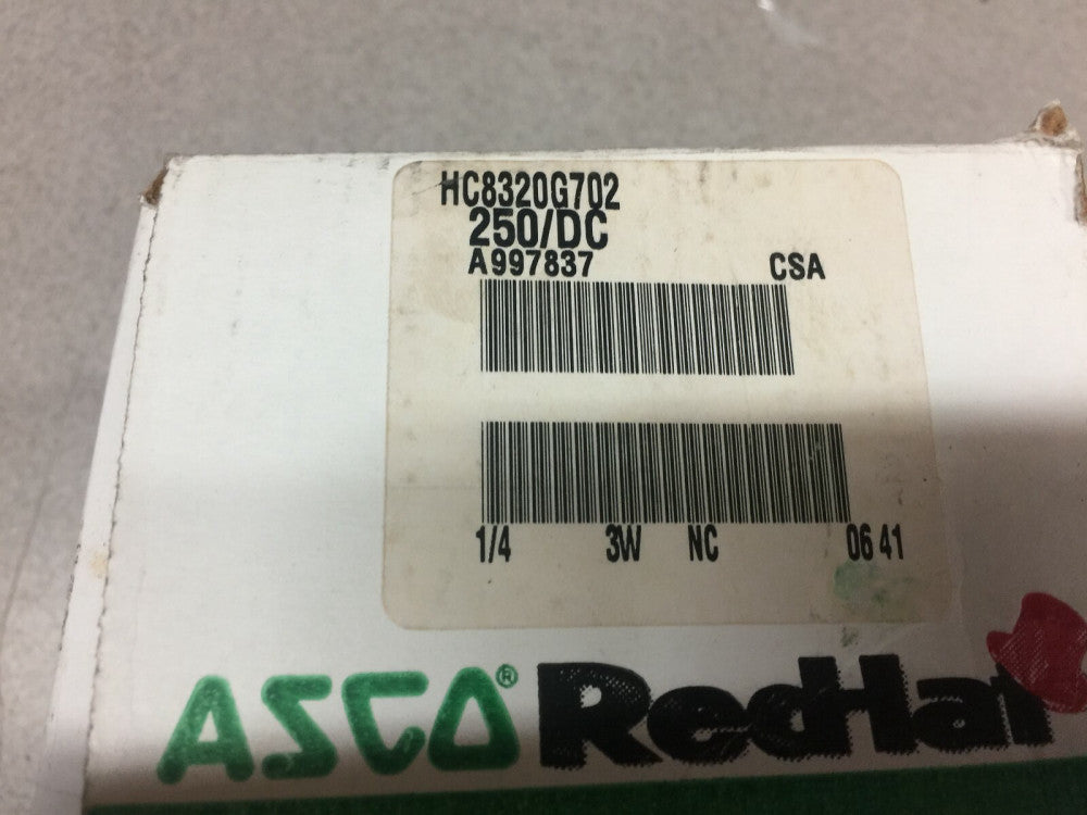 NEW IN BOX ASCO 1/4" 250 VDC 100 PSI SOLENOID VALVE HC8320G702