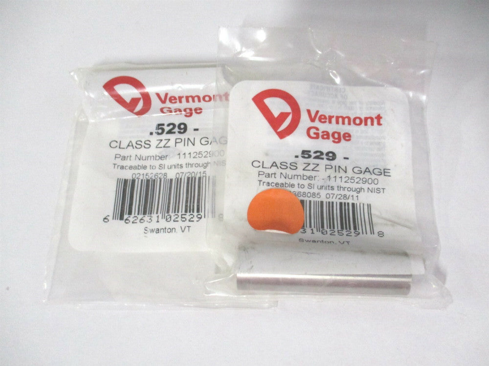 Vermont Gage (11125900)0.529" Diam Class ZZ Minus Plug & Pin Gage - Lot of 2