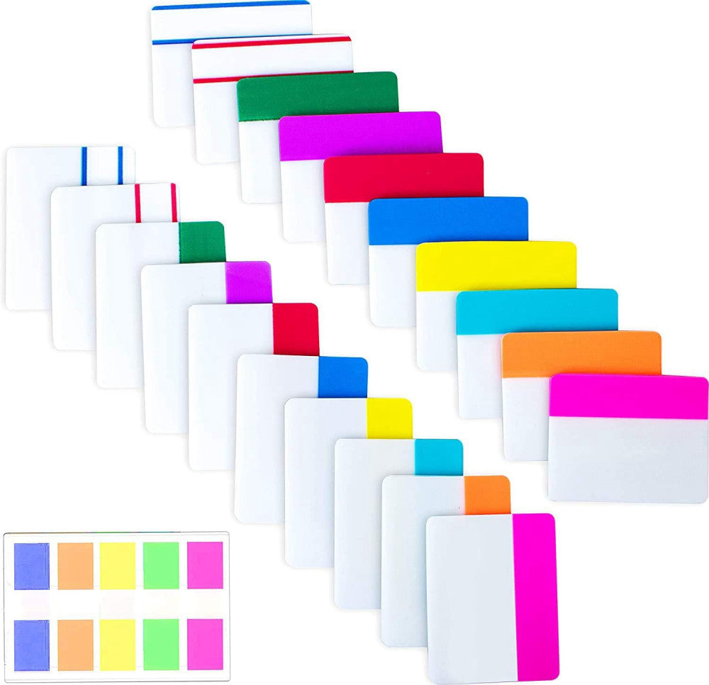 500 Pieces Tabs 2 Inch Sticky Index Tabs, Writable and Repositionable File Tabs 