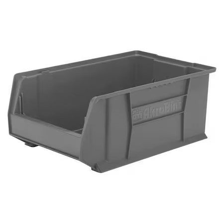 Akro-Mils 30281Grey Storage Bin, Plastic, Gray, 8 In H, 12 3/8 In W, 20 In L