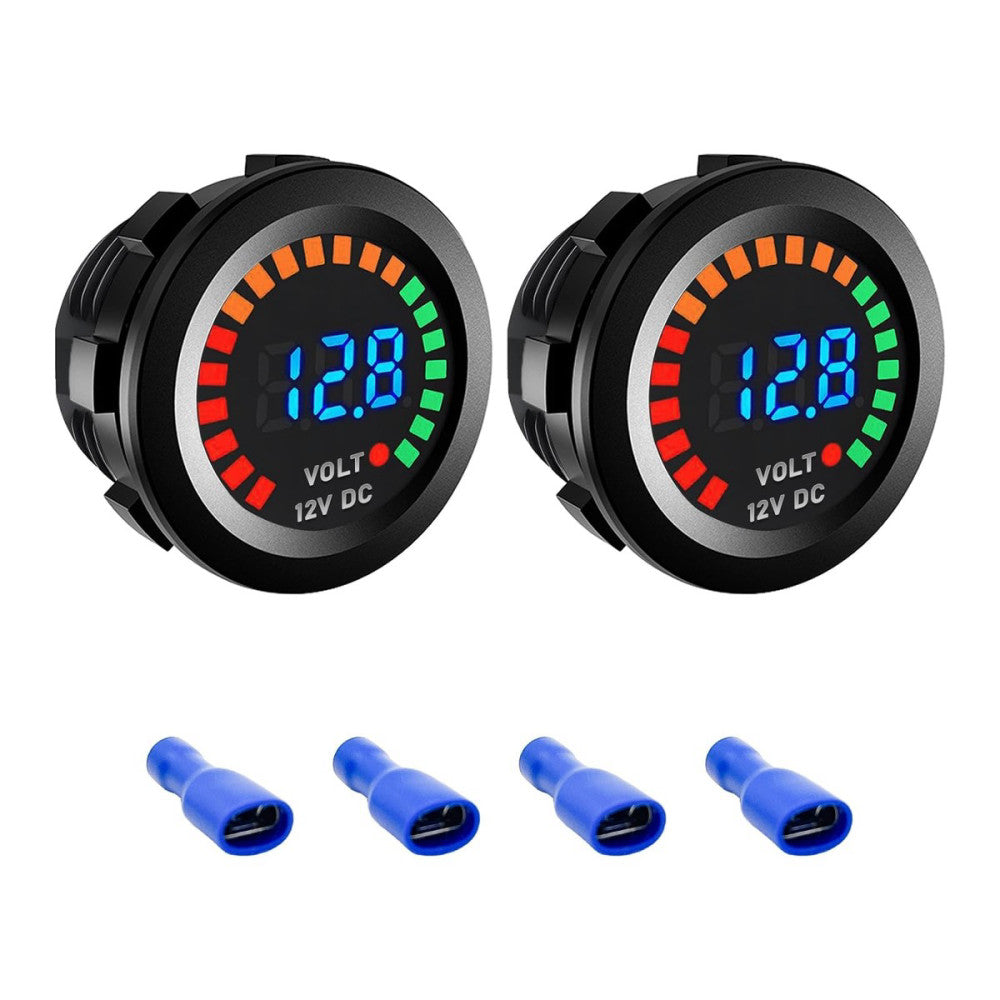 2 PCS Waterproof Voltmeter for Car DC 12V LED Digital Display Voltage Gauge w...