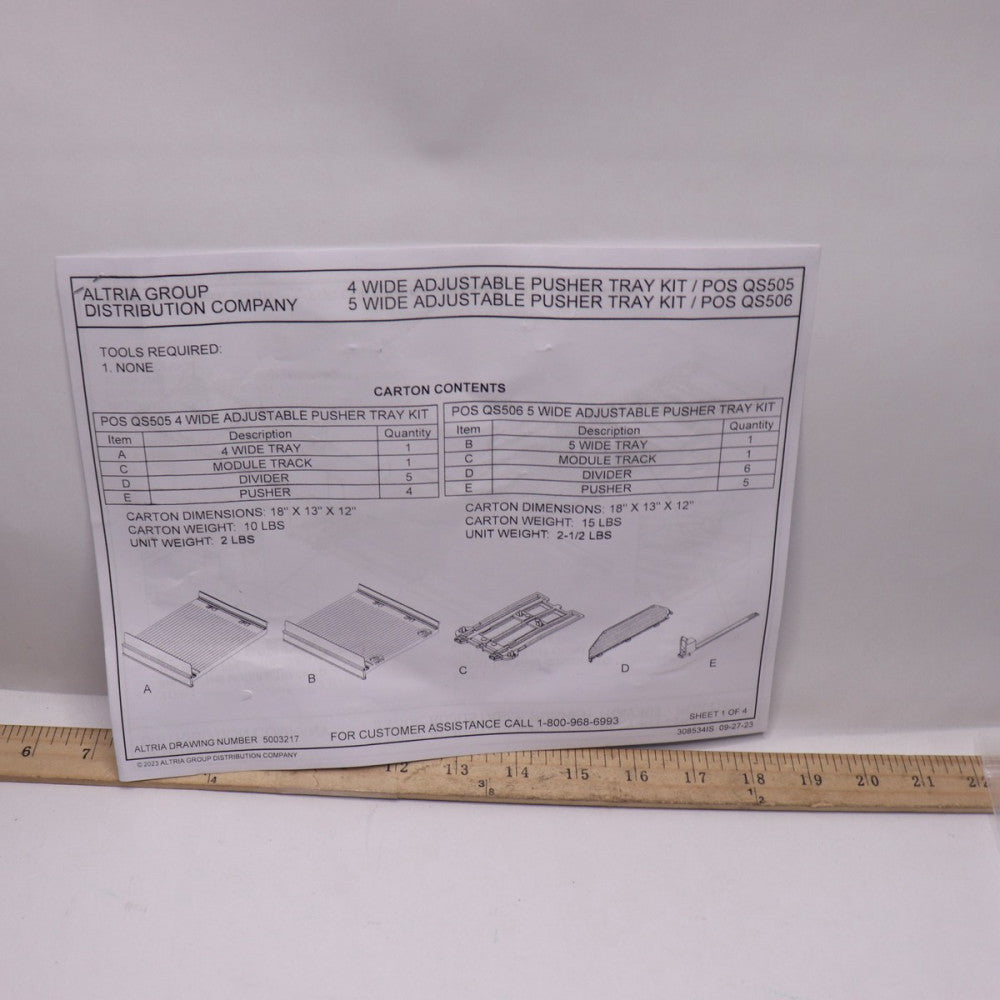Atria Adjustable Spring Loaded Pusher Trays Kit  4 Wide QS505