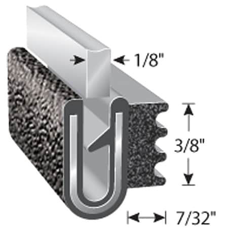 Trim-Lok 113B100b3x1/8E-25 Trim Seal, 25 Ft L,Black, Pvc, 9/32 In W