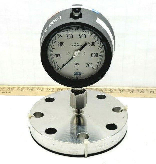 NEW WIKA 3" STAINLESS STEEL DIAPHRAGM PRESSURE SENSOR W/ GAUGE 0-700 kPa