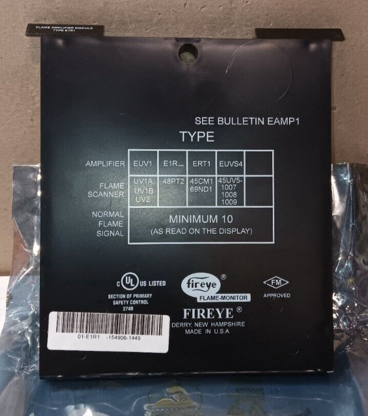 NEW FIREYE E1R1 AUTO-CHECK FLAME AMPLIFIER MONITOR MODULE EAMP1