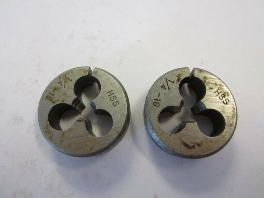 1/4-16 UNF HSS 1" Outside Diameter Adjustable Round Dies - Lot of 2 