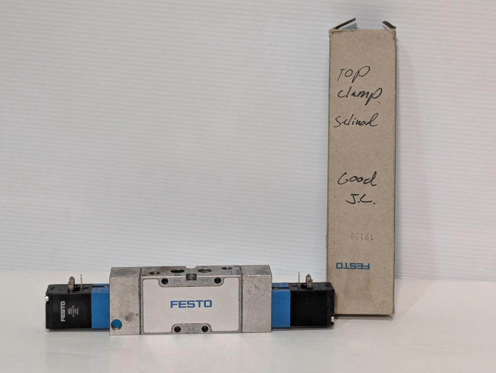 Festo MVH-5/3G-1/4-B Solenoid Valve & MSV-3 119807 Top Clamp Coil, 20.4VDC, 2.5W