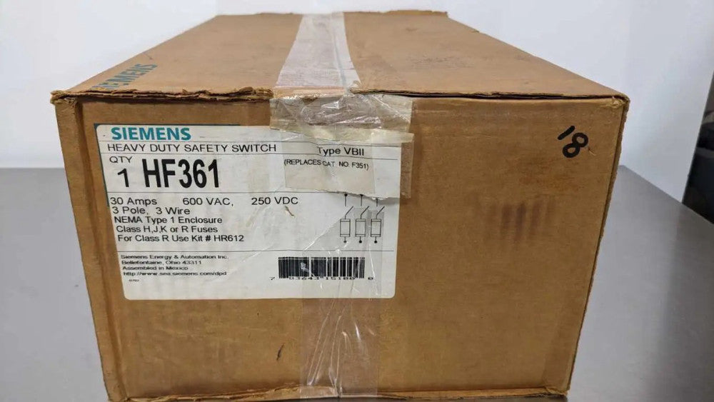 Siemens HF361 Heavy Duty Safety Switch 30A 3 Pole 600VAC 250VDC Fusible Disconne