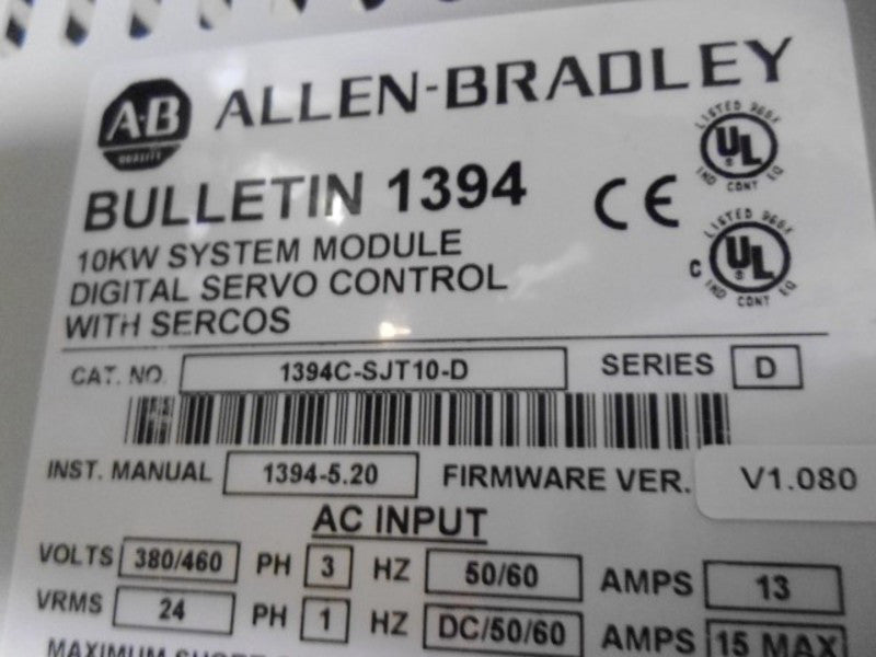 ALLEN BRADLEY 1394C-SJT10-D SER. D F/W 1.080  NSMP