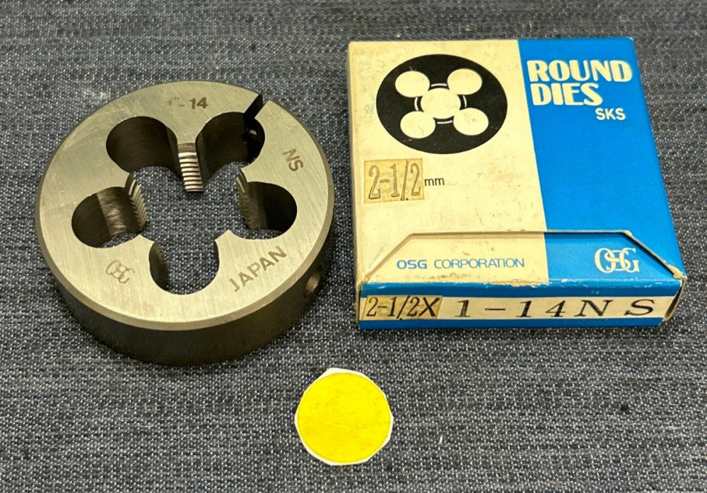 OSG  HSS  ADJUSTABLE ROUND SPLIT DIE  1" - 14  NS