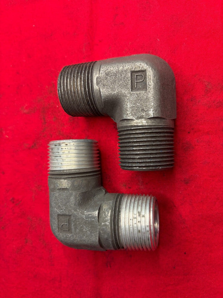 PARKER ELBOW FITTING 90° 1" NPT 7/8" THREAD LENGTH (LOT OF 2)