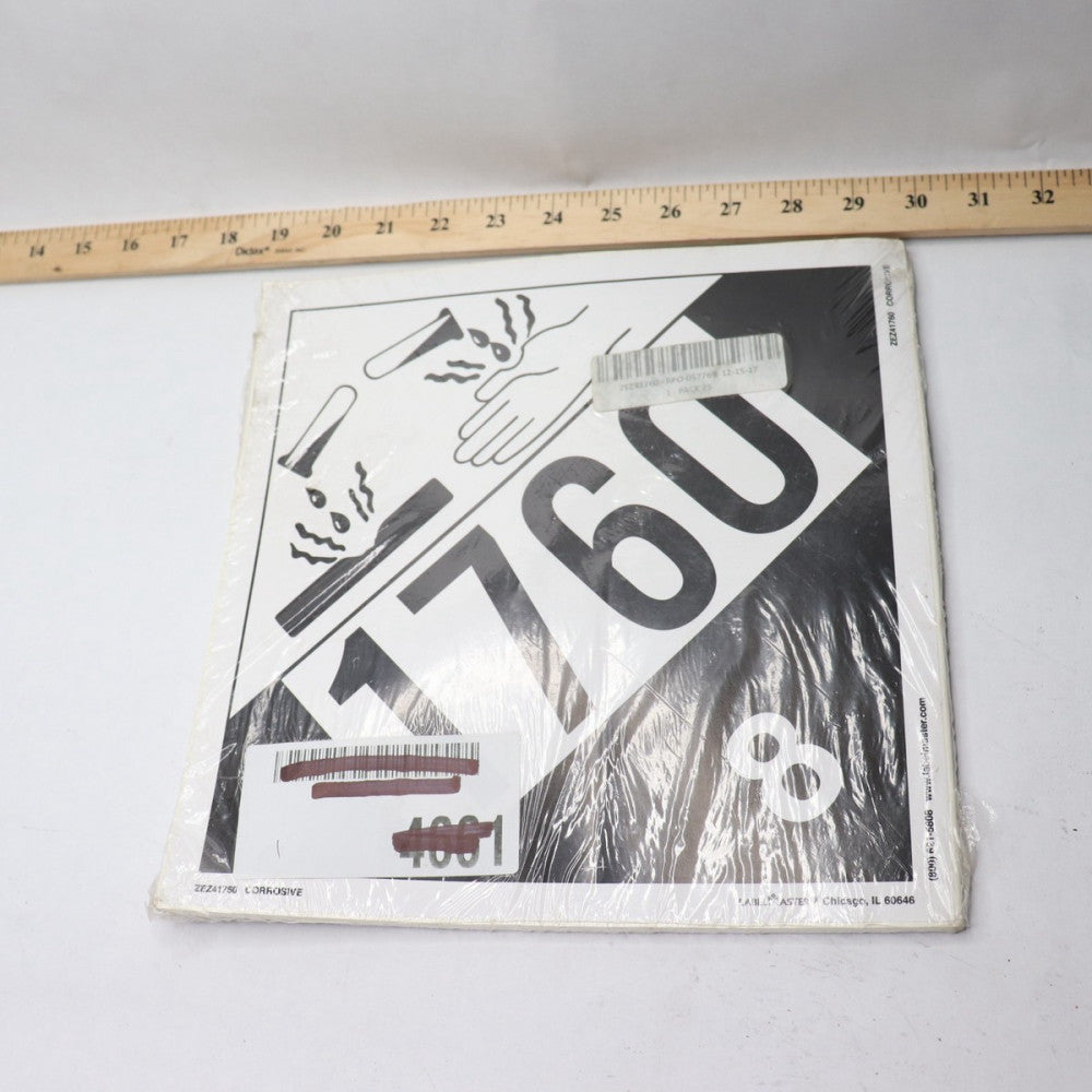 (25-Pk) Labelmaster E-Z Removable Vinyl Corrosive Hazmat Placards ZEZ41760