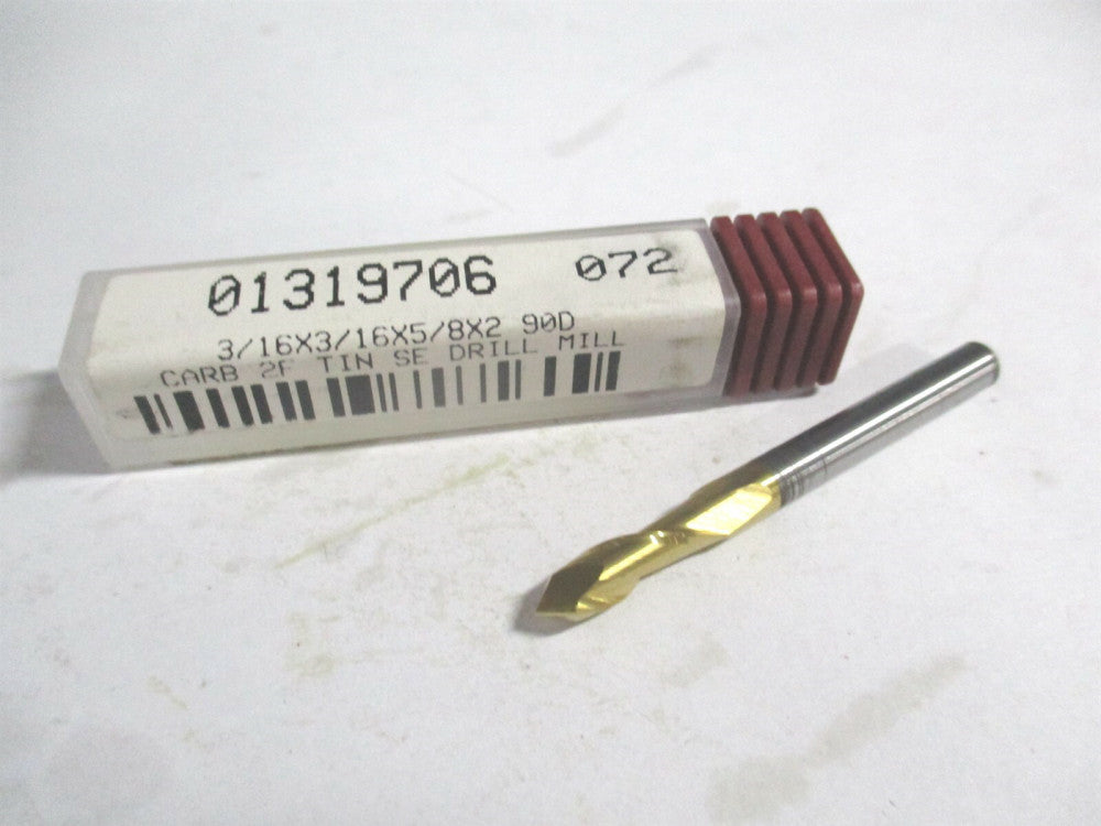 Melin Tool (26084) 3/16" x 5/8" x 3/16" x 2" 90° Solid Carbide 2 FL Drill Mill 