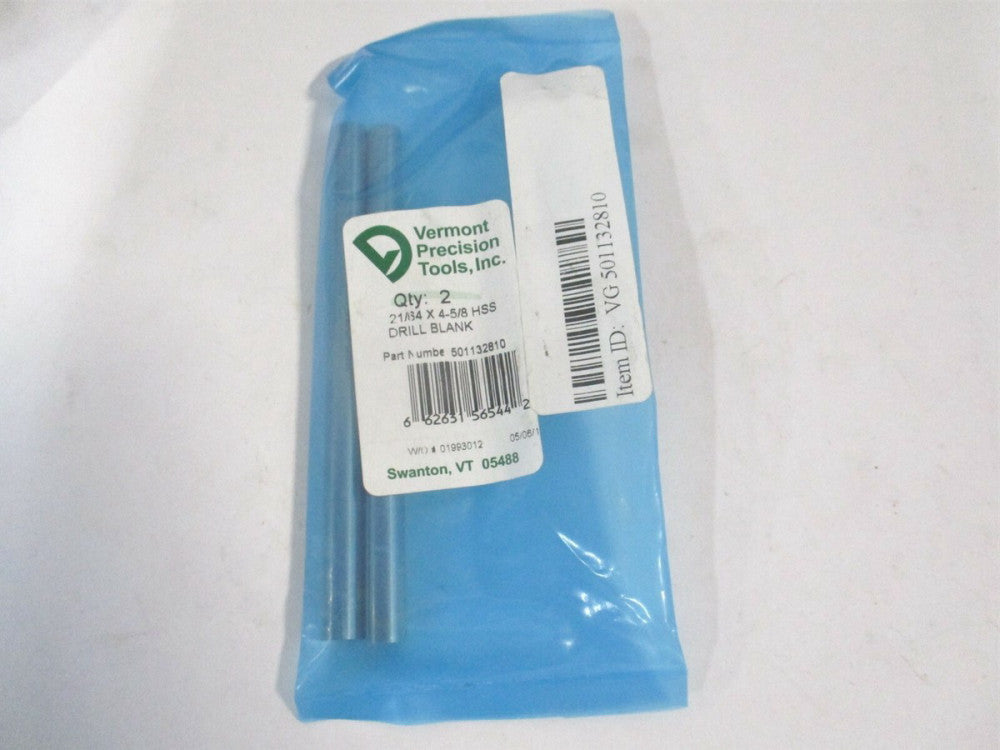 Vermont Gage (501132810) 21/64" x 4-5/8" OAL HSS Uncoated Jobber Drill Blank