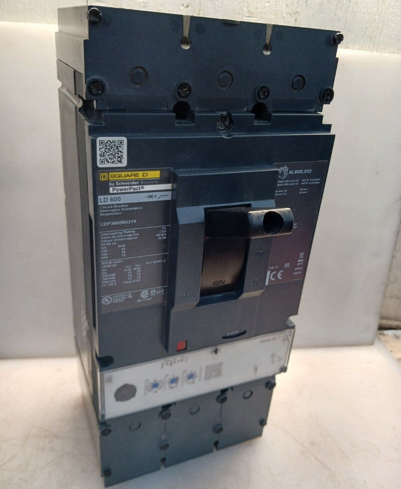 NEW SQUARE D POWERPACT 600 AMP CIRCUIT BREAKER 600 VAC 3 POLE  LDP36600U31X