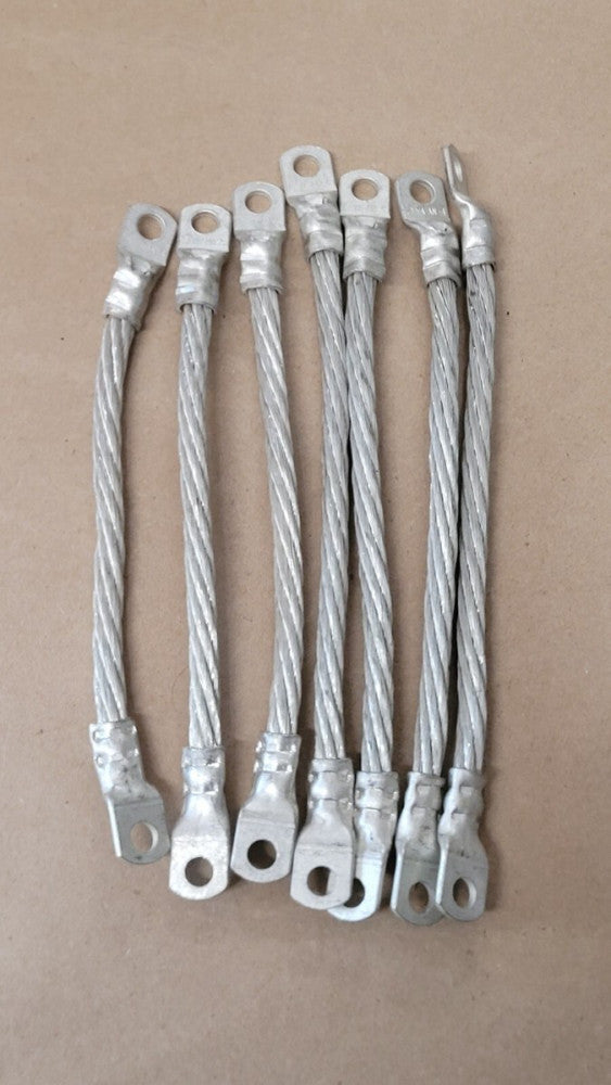 Lot of 7 New Tinned Copper Grounding Straps / Jumper Wires w/ Burndy YA AN-4