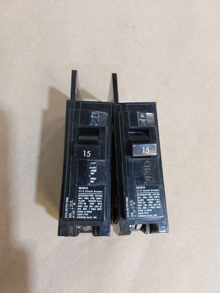  BQ1B015 ITE Gould Circuit Breaker  120V (LOT OF 2) Has Chip See Pics