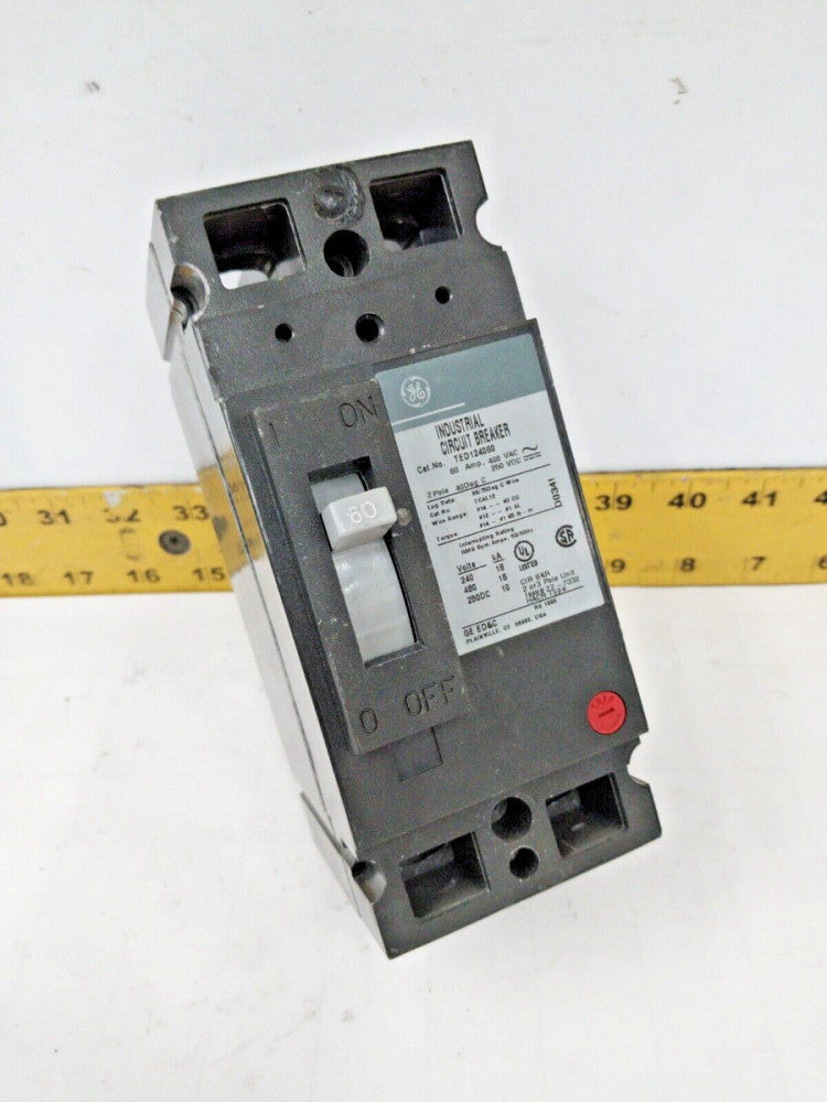 GE 60 AMP CIRCUIT BREAKER 480 VAC / 250 VDC 2 POLE  TED124060