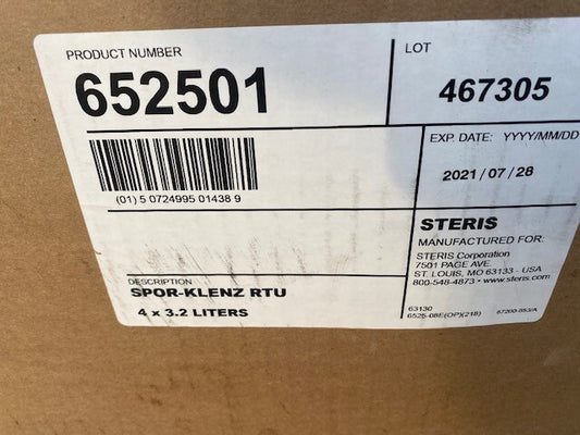 (Case of 4) Steris 6525-01 Spor-Klenz Ready-to-Use Cold Sterilant Exp 07/28/2021
